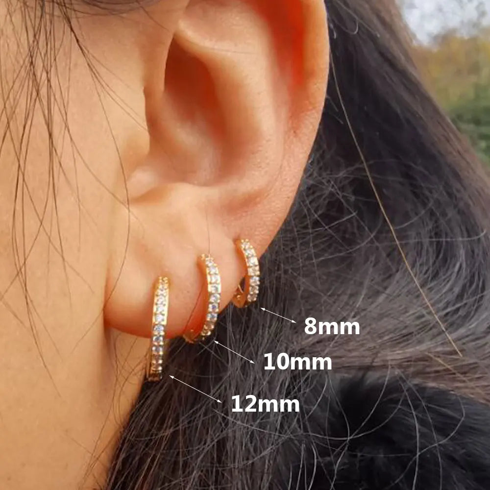 1 Pcs Fashion Exquisite Crystal Zircon Hoop Earrings for Women Rainbow Cartilage Helix Tragus Earring Stud Body Piercing Jewelry