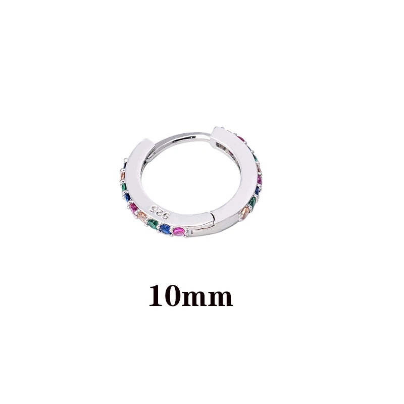 1 Pcs Fashion Exquisite Crystal Zircon Hoop Earrings for Women Rainbow Cartilage Helix Tragus Earring Stud Body Piercing Jewelry