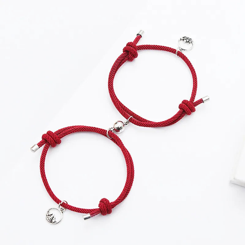 1 Pair Magnet Bracelet for Lovers Couple Bracelets Women Men Sea Mountain Oath Valentine''s Day Gift Handmade Jewelry Gift