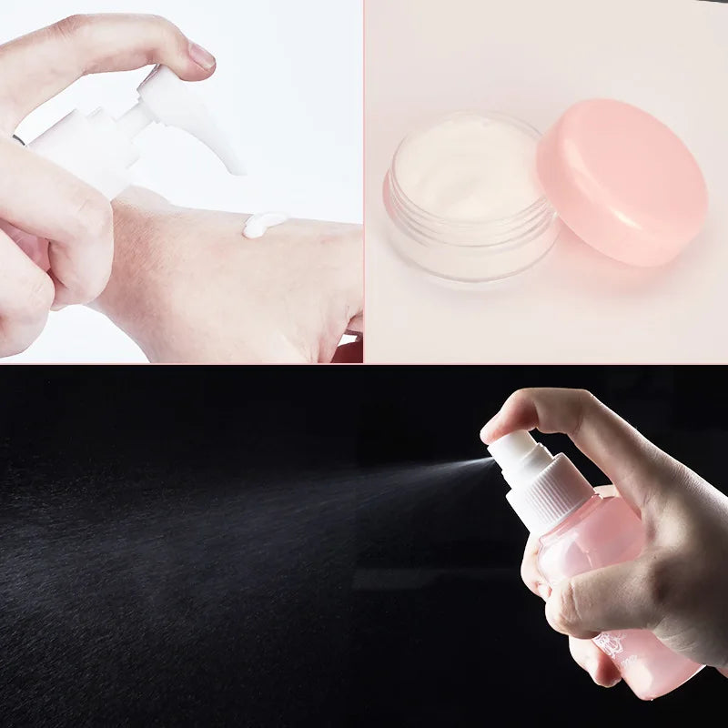 10 pc/Set Travel Mini Makeup Cosmetic Face Cream Bottles Plastic Transparent Empty Make Up Container Travel Accessories