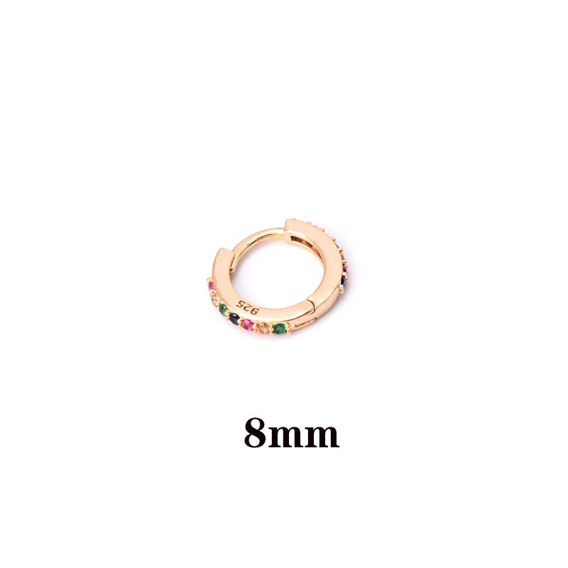 1 Pcs Fashion Exquisite Crystal Zircon Hoop Earrings for Women Rainbow Cartilage Helix Tragus Earring Stud Body Piercing Jewelry