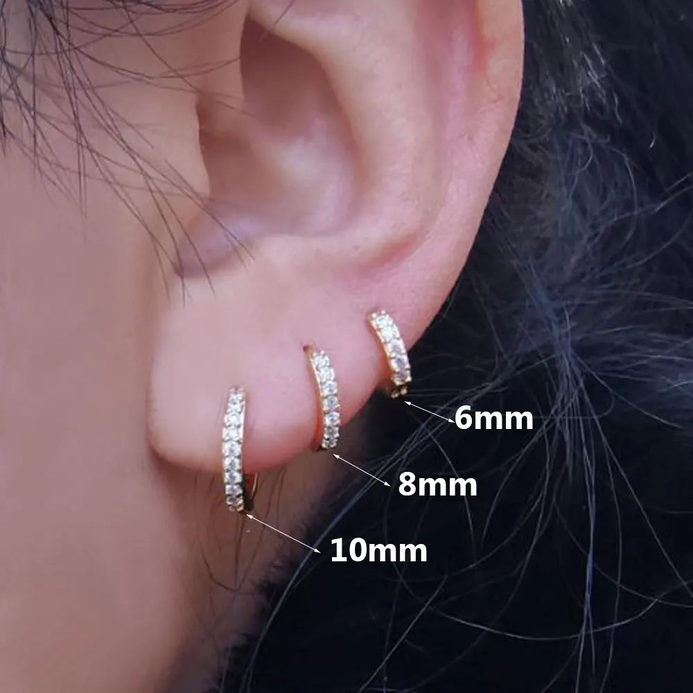 1 Pcs Fashion Exquisite Crystal Zircon Hoop Earrings for Women Rainbow Cartilage Helix Tragus Earring Stud Body Piercing Jewelry