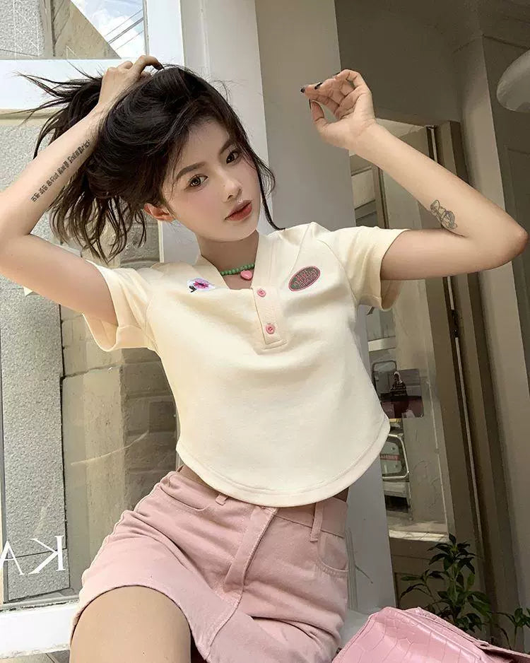 150.00kg Plus Size T-shirt Female Stylish Niche Style Plus Size Ladies Summer Sweet Sexy Chic Unique Asymmetrical Short Tops