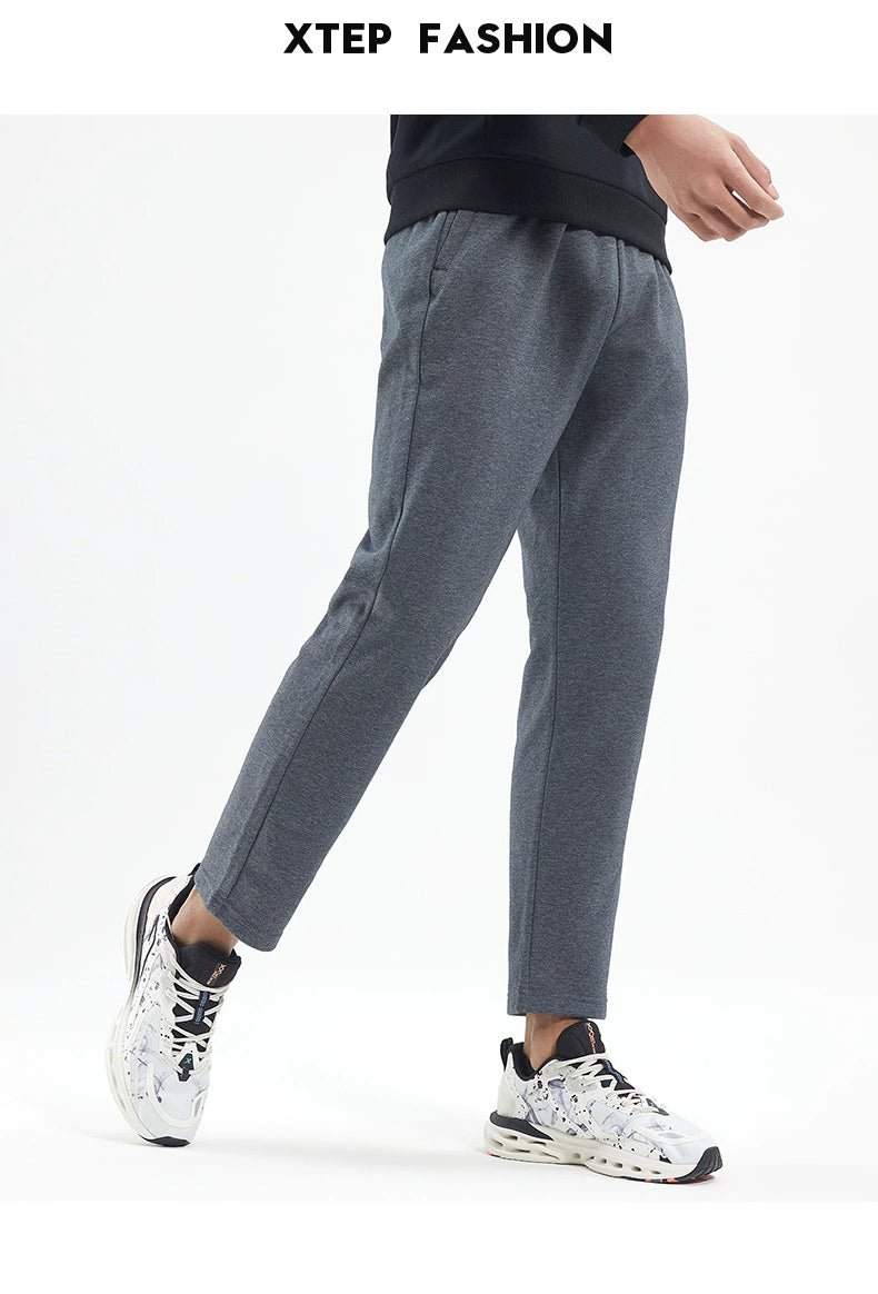 Xtep Fleece-lined Thermal Knitting Pants Male Fall and Winter New Arrival Training Workout Pants Loose Casual Straight Men's Pants