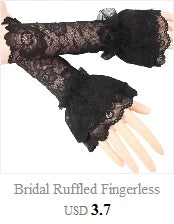 Steampunk Lolita Hand Sleeve Wrist Cuffs Ruffled Floral Lace Elastic Bracelet XX9D