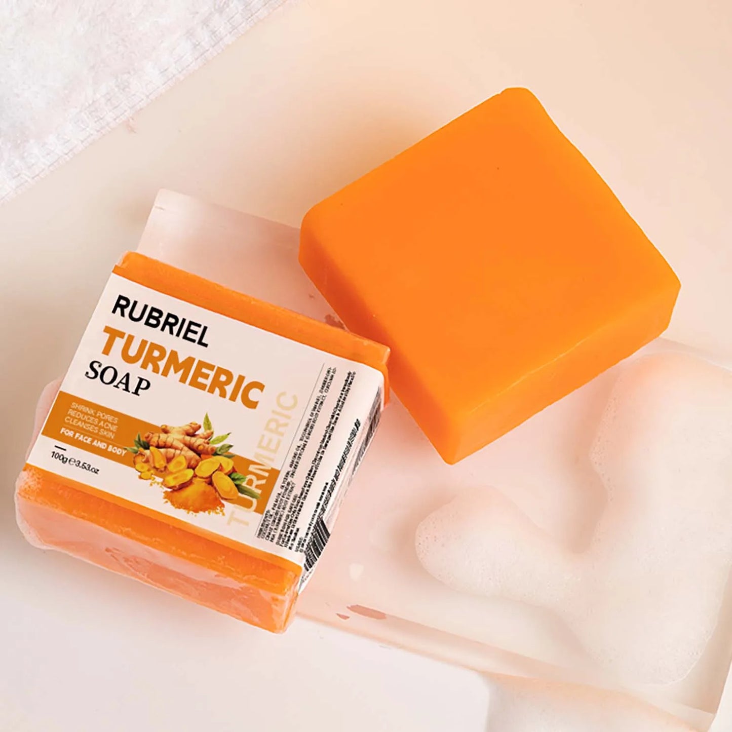 100g Original Turmeric Soap For Dark Spot Skin Whitening Facial Body Hand Make Soap Bar Deep Cleaning Ginger Moisturizing