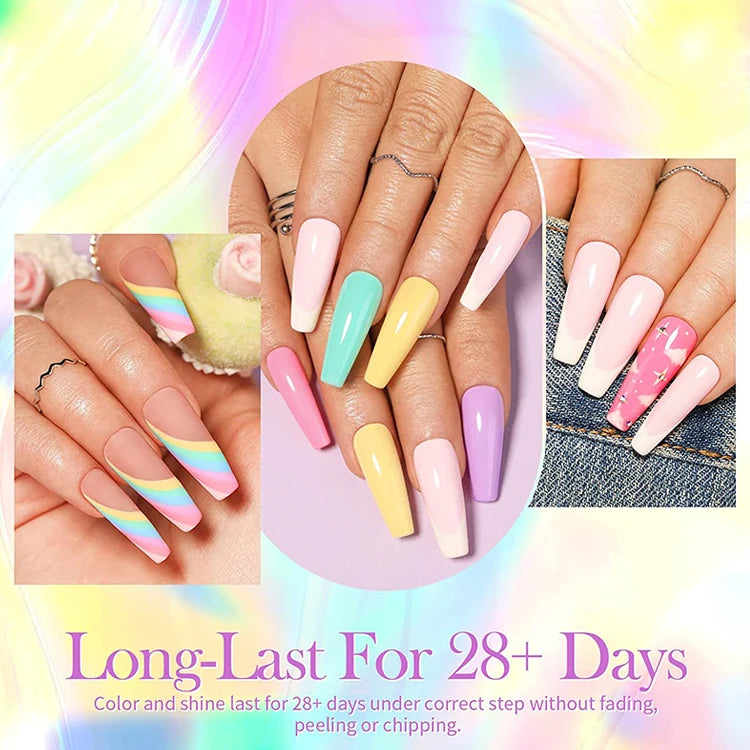 YOKEFELLOW Pastel Gel Nail Polish Set 6 Colors Spring Summer Macaron Gel Nail Kit Soak Off Nail Art DIY Manicure Gift for Girl