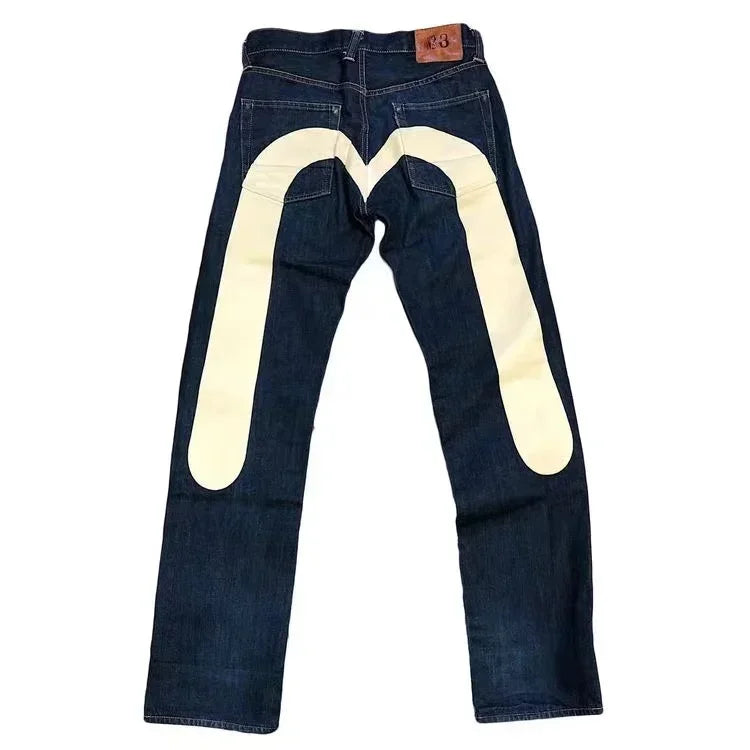 Y2K Jeans Best-Selling Retro Personalized Print Jeans Men New Punk Hip Hop Gothic Loose Straight Jeans Couple Street Wear