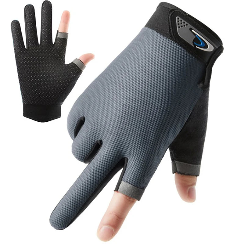 1 Pair Fishing Gloves 2 Cut Fingers Sport Cycling Men Breathable Drive Gloves Anti-slip Antiskid Fishing Wear for Fitness
