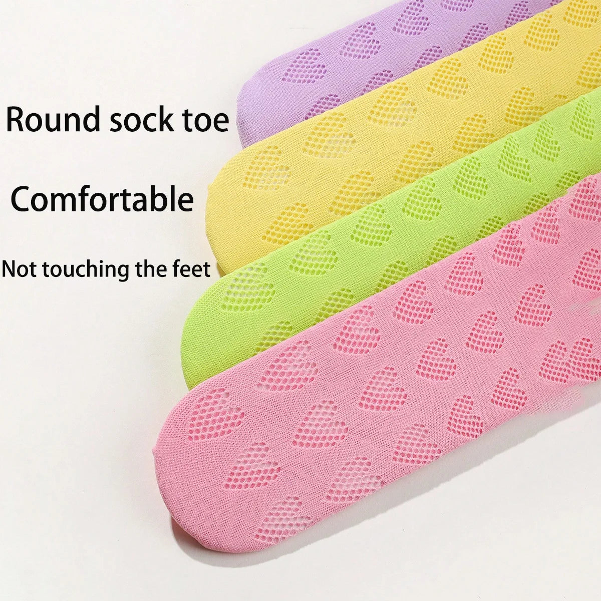 1/4 pairs of girls' dopamine heart hollow mesh straight socks, lightweight breathable heart mesh socks, women's long tube