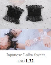 Steampunk Lolita Hand Sleeve Wrist Cuffs Ruffled Floral Lace Elastic Bracelet XX9D