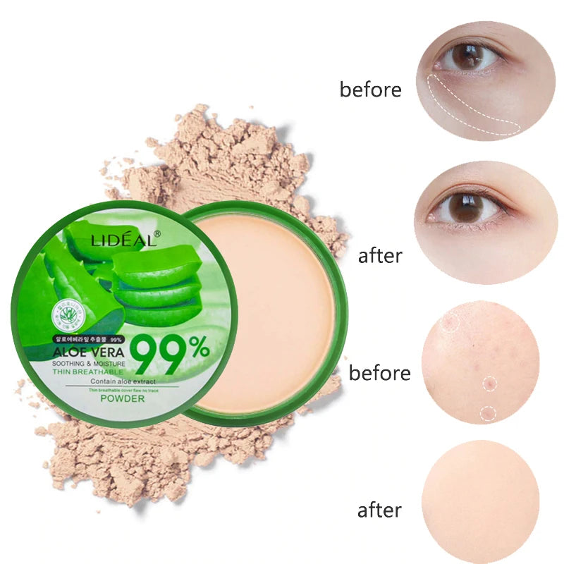 99% Aloe Vera Softening Powder Waterproof Moisturizing Concealer Foundation Fixed Make Up Oil Control Facial Makeup Cosmetics