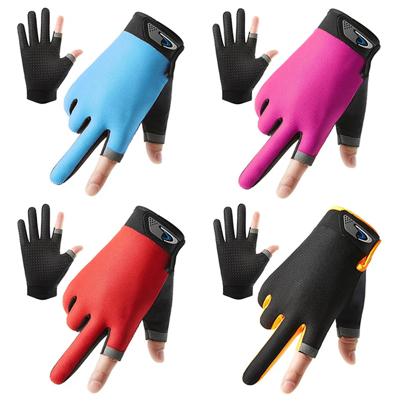 1 Pair Fishing Gloves 2 Cut Fingers Sport Cycling Men Breathable Drive Gloves Anti-slip Antiskid Fishing Wear for Fitness