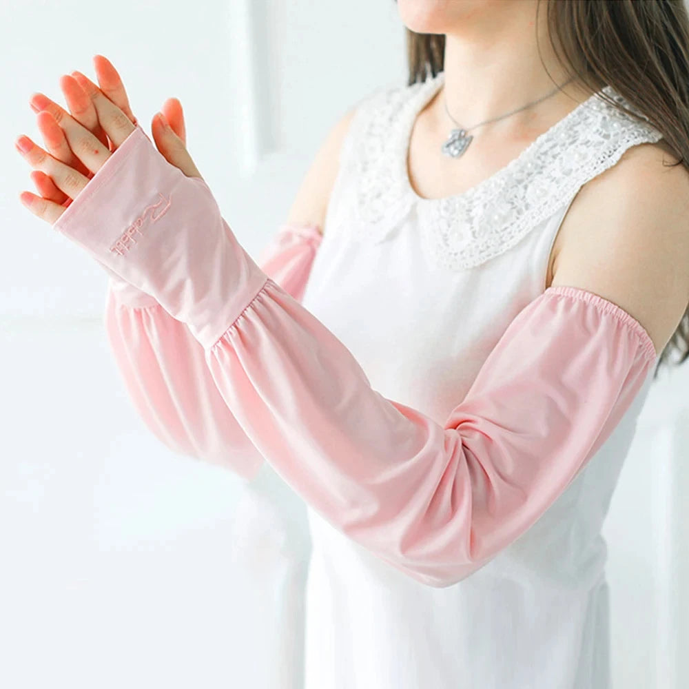 1 Pair Summer Ice Silk Sleeves For Men And Women Outdoor UV Protection Cycling Sleeve Arm Sun Screen Protection Sleeves Loose