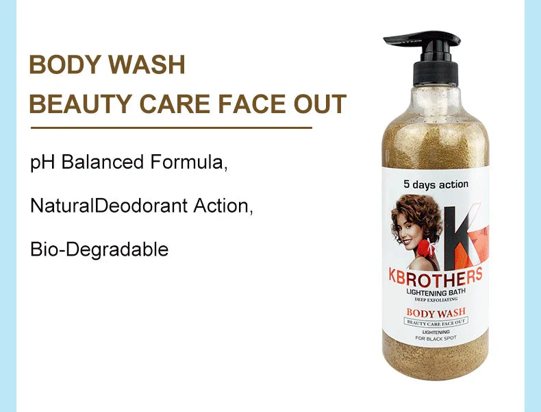 1000ml Vitamin C Body Lotion Anti-aging Shower Gel AHA and Arbutin Beauty Skin Body Wash for Dropshipping