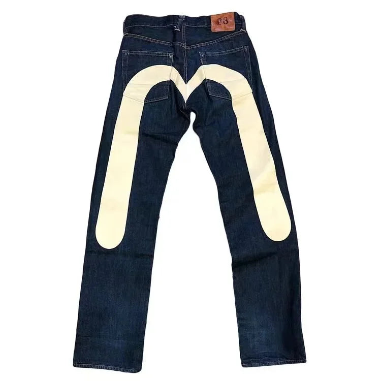 Y2K Jeans Best-Selling Retro Personalized Print Jeans Men New Punk Hip Hop Gothic Loose Straight Jeans Couple Street Wear