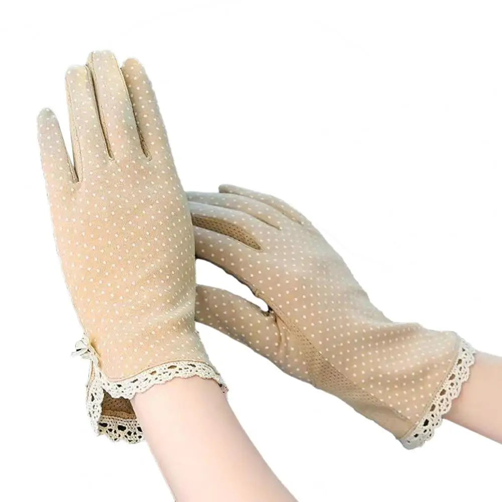 1 Pair Summer Gloves Driving Riding Mittens Dot Full Finger Gloves Non-Fading Sunscreen Gloves