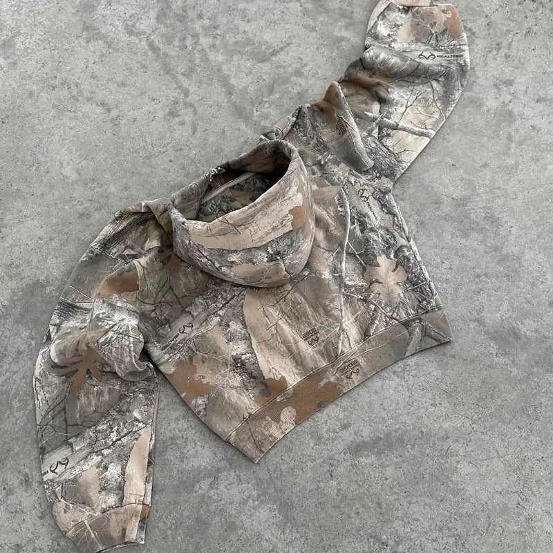 Y2K Harajuku men and women sportswear hip-hop street fashion women camouflage pattern zippered hoodie zip up hoodie sweatshirt