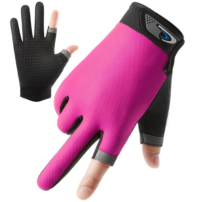 1 Pair Fishing Gloves 2 Cut Fingers Sport Cycling Men Breathable Drive Gloves Anti-slip Antiskid Fishing Wear for Fitness