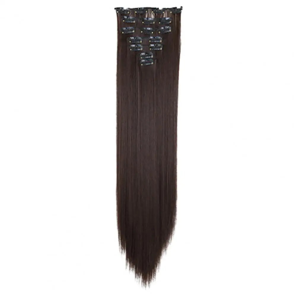 56cm Wig Extensions Women's Synthetic Clip-in One Piece Straight Hair Extensions Synthetic Wigs Seamless Customizable Wig Pieces