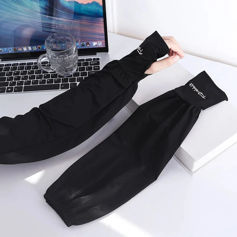 1 Pair Summer Ice Silk Sleeves For Men And Women Outdoor UV Protection Cycling Sleeve Arm Sun Screen Protection Sleeves Loose
