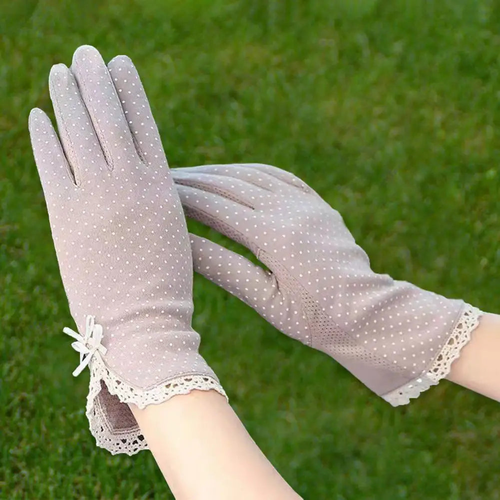 1 Pair Summer Gloves Driving Riding Mittens Dot Full Finger Gloves Non-Fading Sunscreen Gloves