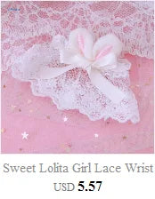 Steampunk Lolita Hand Sleeve Wrist Cuffs Ruffled Floral Lace Elastic Bracelet XX9D