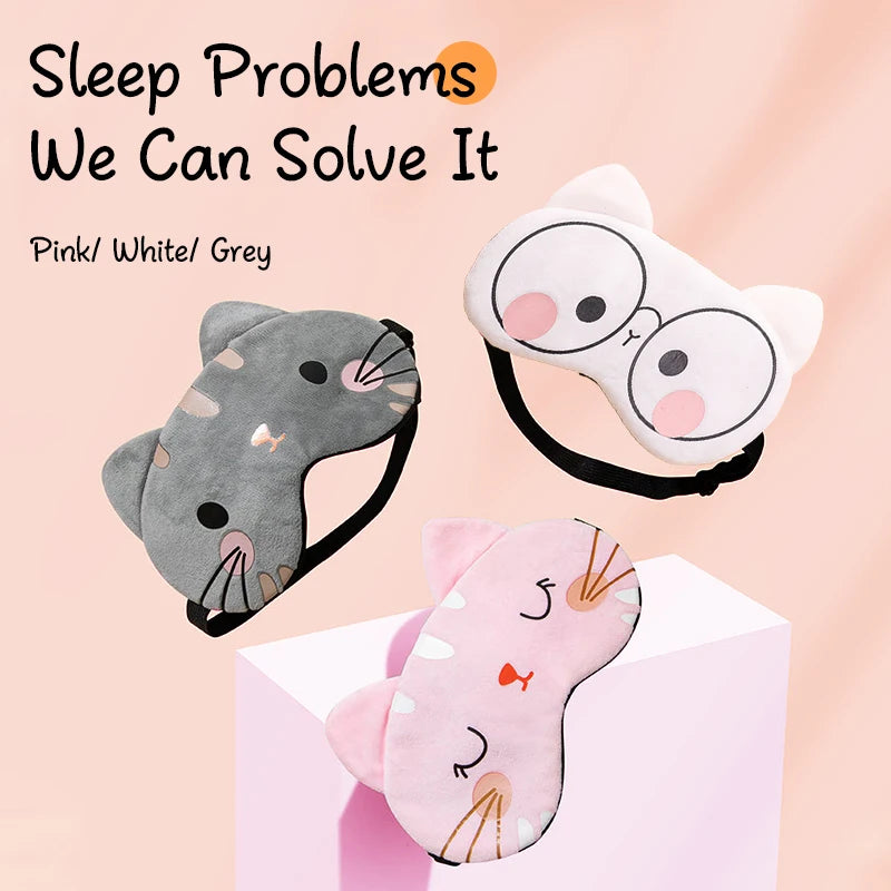 Sleeping Eye Mask Blindfold Soft Plush Eyepatch Adjustable Travel Light Blocking Breathable Eyes Mask Cute Eye Cover For Sleep