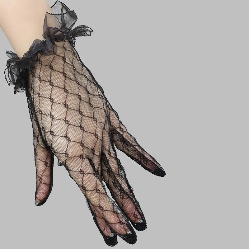 1 Pairs Lace Fingerless Wedding Gloves Beautiful See Through Bowknot Bride Party Gloves Female Vintage Soft Short Gloves
