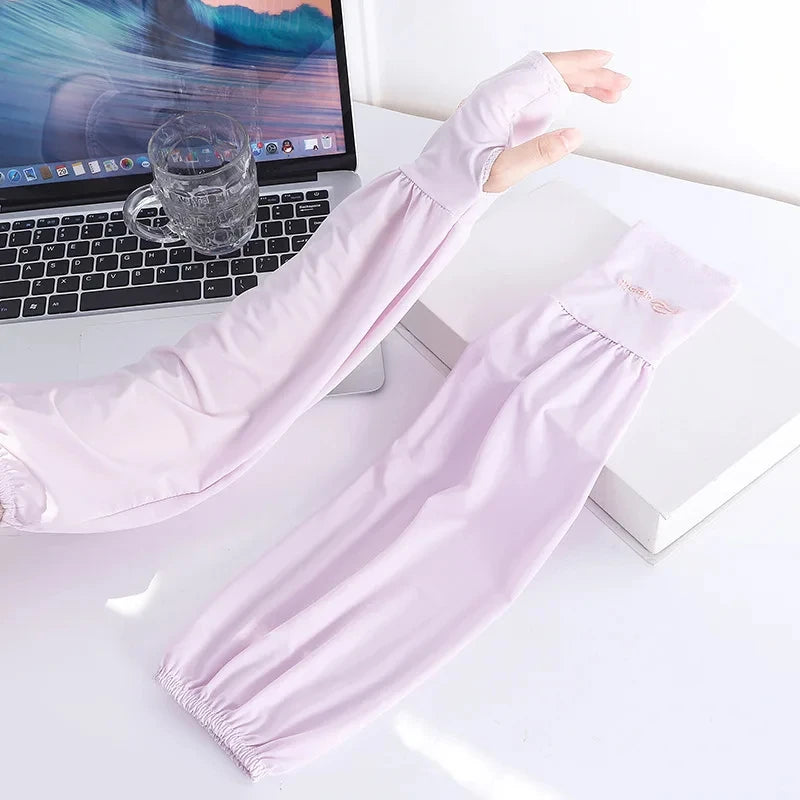 1 Pair Summer Ice Silk Sleeves For Men And Women Outdoor UV Protection Cycling Sleeve Arm Sun Screen Protection Sleeves Loose