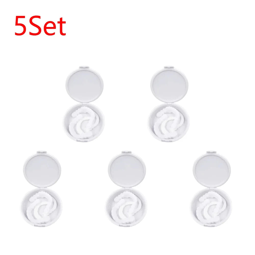 1-5Set Upper Lower Temporary Fit Fake Teeth Cosmetic Denture Smile Veneers False Teeth Brace Cover Upper False Tooth Cover Snap