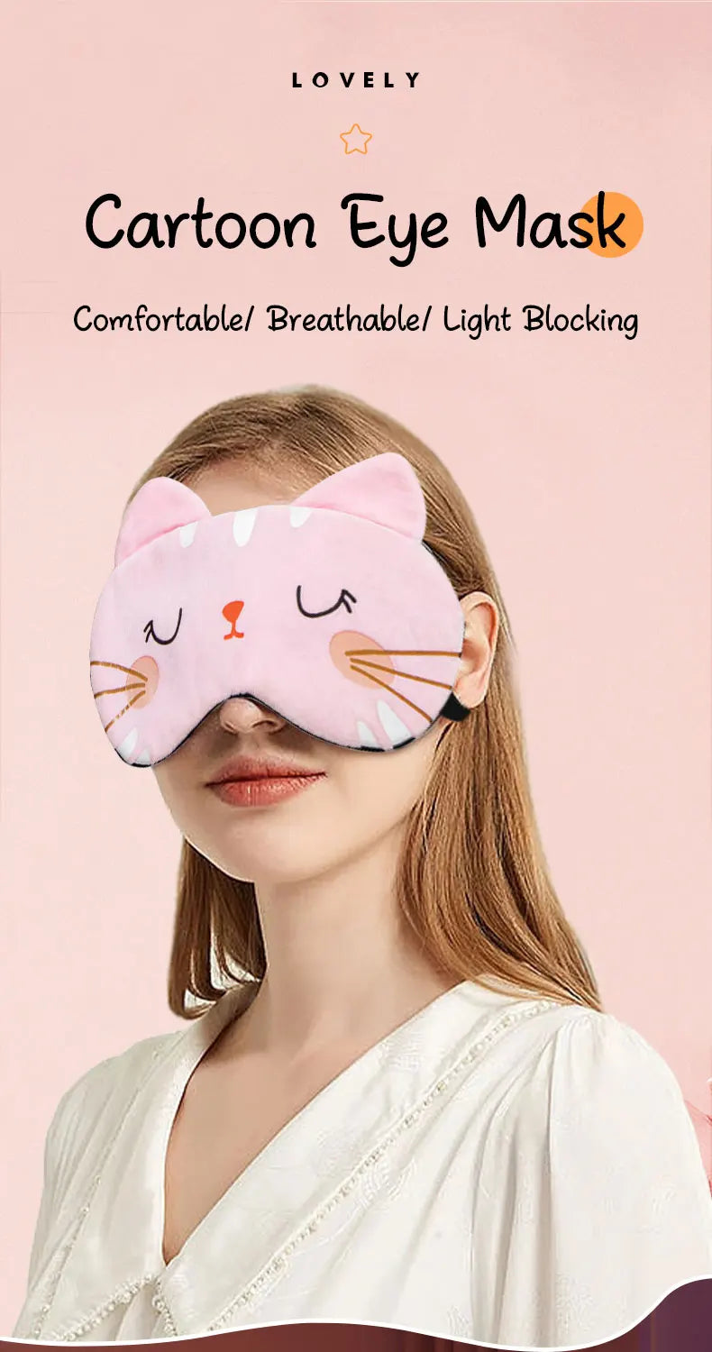 Sleeping Eye Mask Blindfold Soft Plush Eyepatch Adjustable Travel Light Blocking Breathable Eyes Mask Cute Eye Cover For Sleep