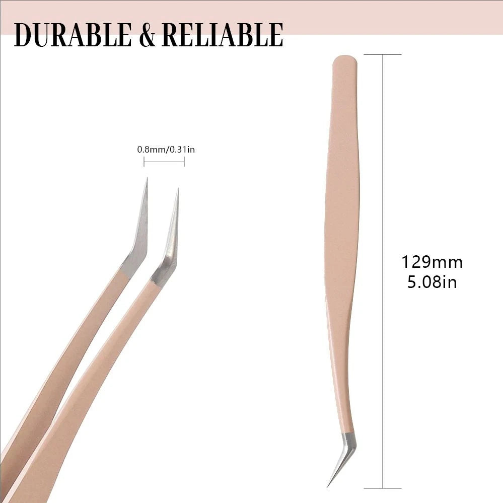 MJ 1 Pcs Eyelash Extension Tweezers Stainless Steel 3D Accurate Clip Eyelashes Tweezers Lash Extensions Supplies Set Tool