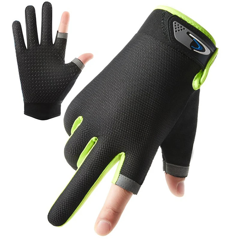 1 Pair Fishing Gloves 2 Cut Fingers Sport Cycling Men Breathable Drive Gloves Anti-slip Antiskid Fishing Wear for Fitness