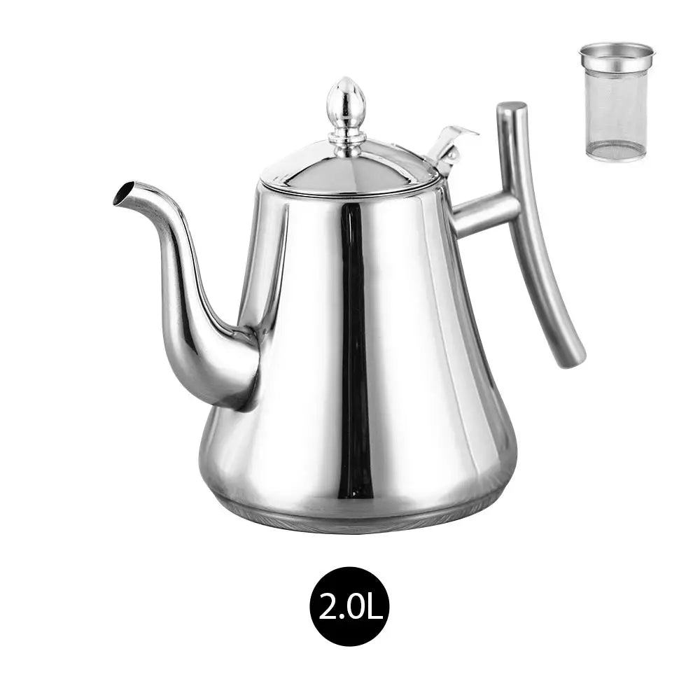 1.0L/1.5L/2.0L Tea Kettle Stainless Steel Teapot Removable Infuser for Loose Flower Tea Coffee Stovetop Safe Water Kettle