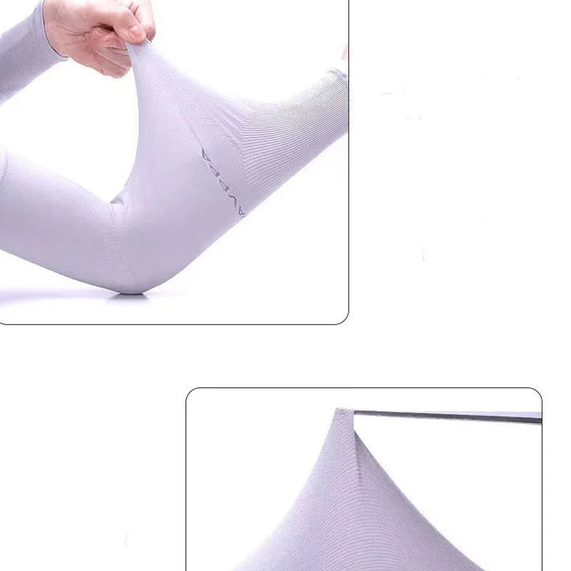 1Pair UV Protection Arm Sleeves for Men Women Summer Driving Sunscreen Ice Silk Cover Hand Protector Half Finger Long Gloves