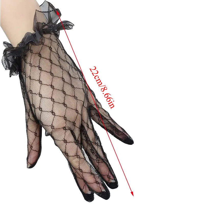 1 Pairs Lace Fingerless Wedding Gloves Beautiful See Through Bowknot Bride Party Gloves Female Vintage Soft Short Gloves