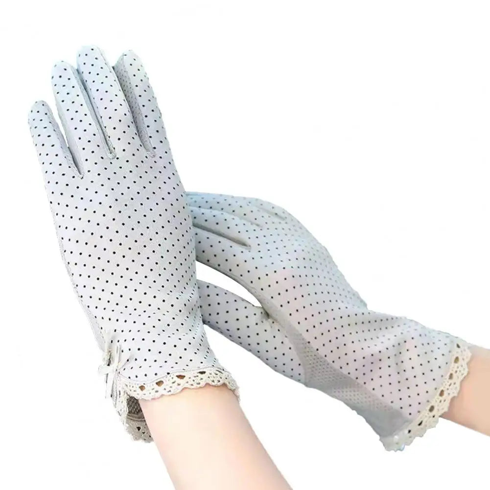 1 Pair Summer Gloves Driving Riding Mittens Dot Full Finger Gloves Non-Fading Sunscreen Gloves
