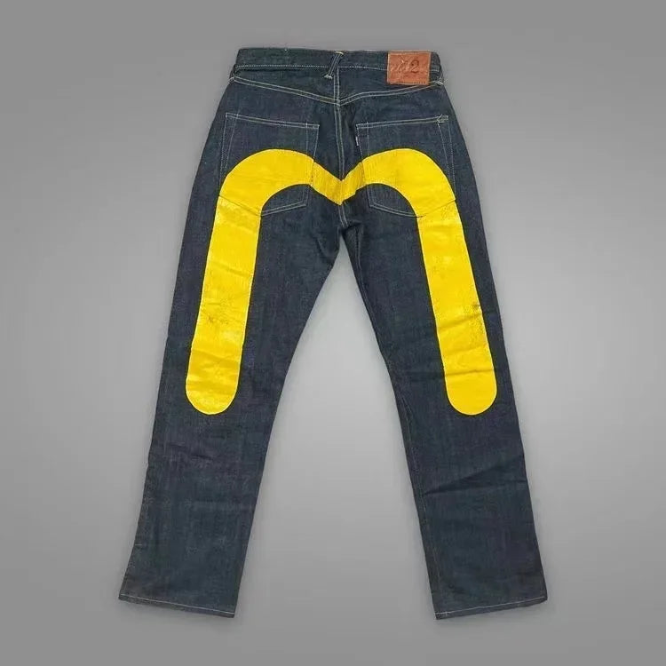 Y2K Jeans Best-Selling Retro Personalized Print Jeans Men New Punk Hip Hop Gothic Loose Straight Jeans Couple Street Wear