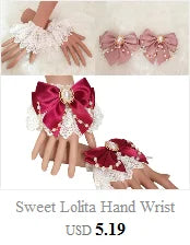 Steampunk Lolita Hand Sleeve Wrist Cuffs Ruffled Floral Lace Elastic Bracelet XX9D