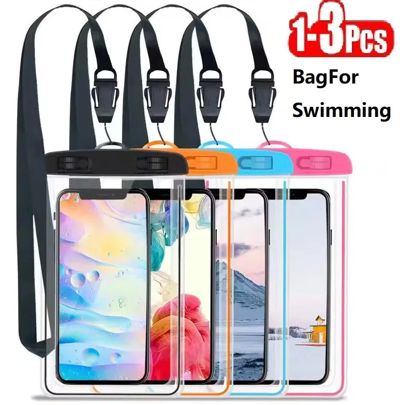 1-3Pcs Waterproof Phone Pouch Drift Diving Swimming Bag Underwater Dry Bag For Phone Water Sports Beach Pool Skiing 6 inch