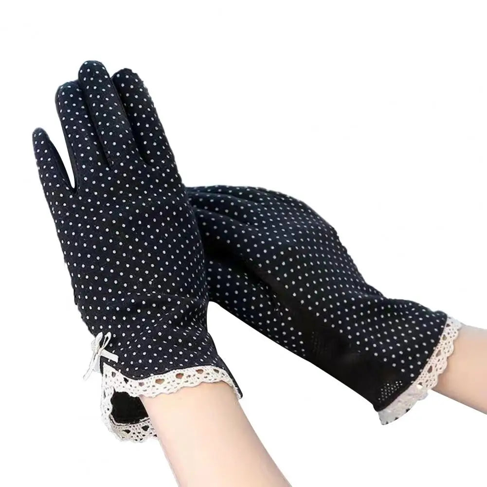 1 Pair Summer Gloves Driving Riding Mittens Dot Full Finger Gloves Non-Fading Sunscreen Gloves