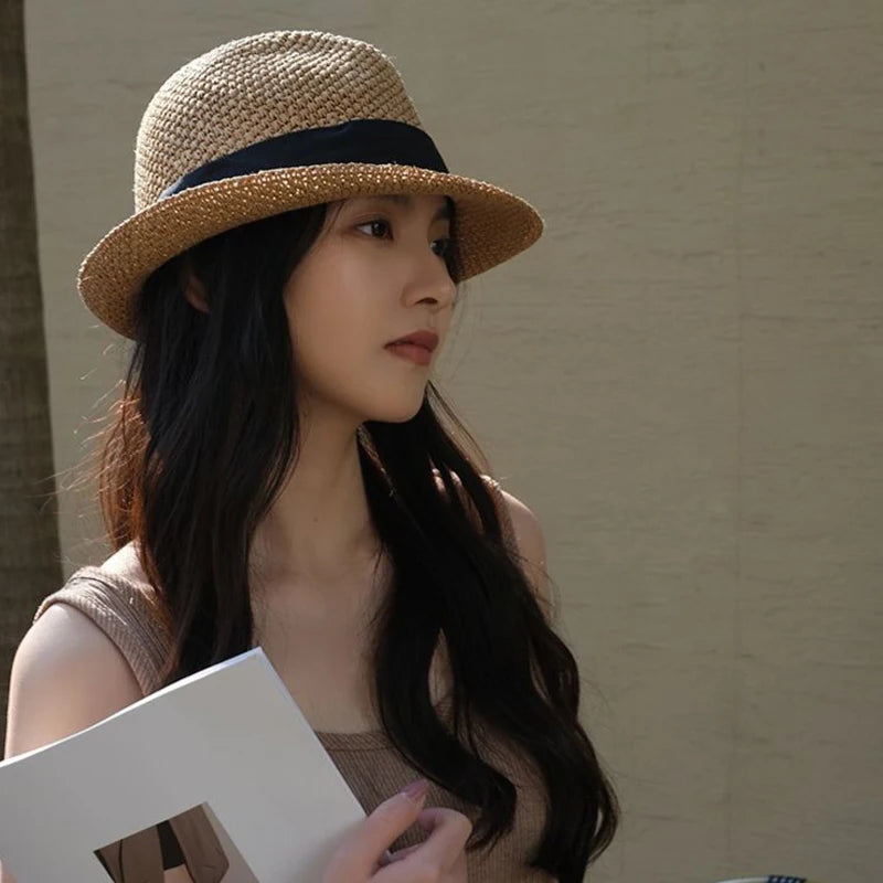 XL Large Size 61cm Panama Straw Hat for Woman and Man Foldable Straw Woven Sun Hat UPF 50+ Uv Sun Protection Shading Summer Hat