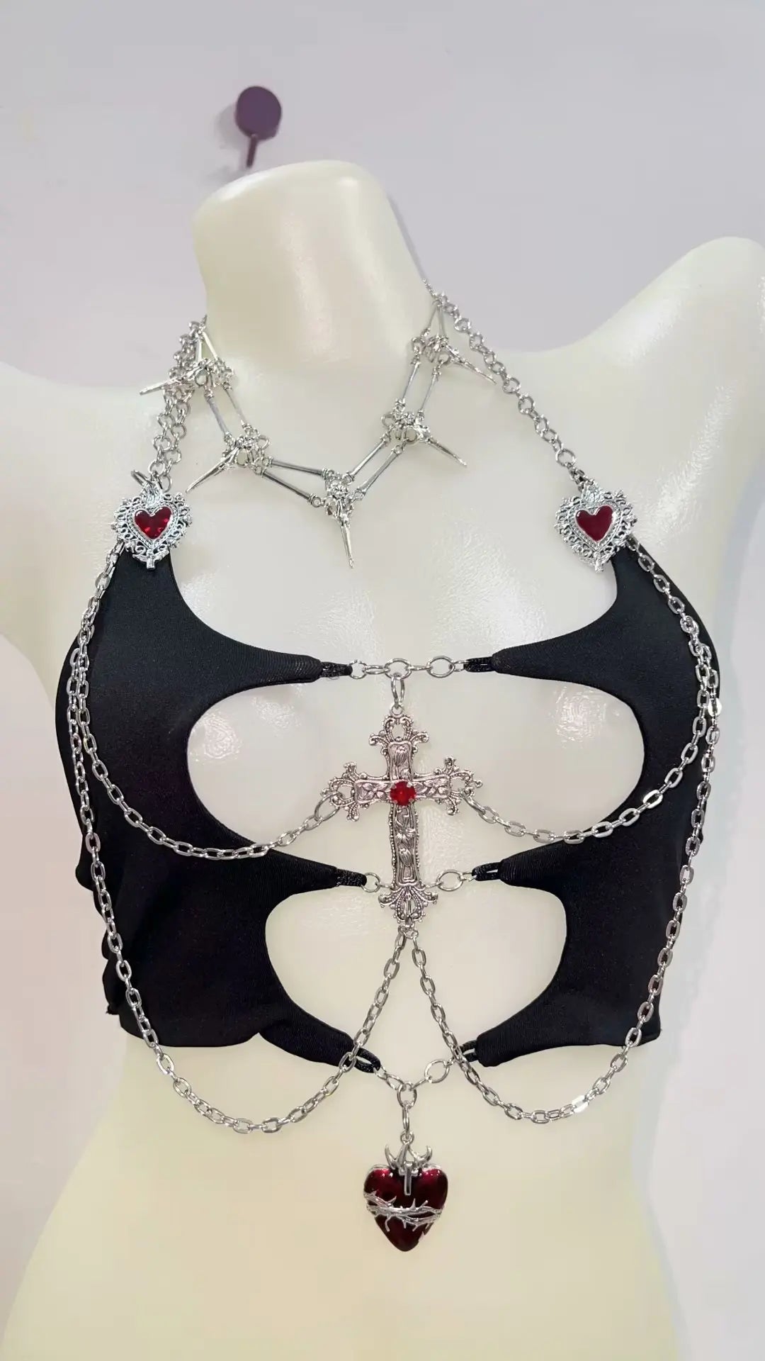 y2k crop top gothic clothes y2k top halter top Gothic Tank Tops Punk Tank Tops y2k fashion Cross Tops e girl clothes bustier top