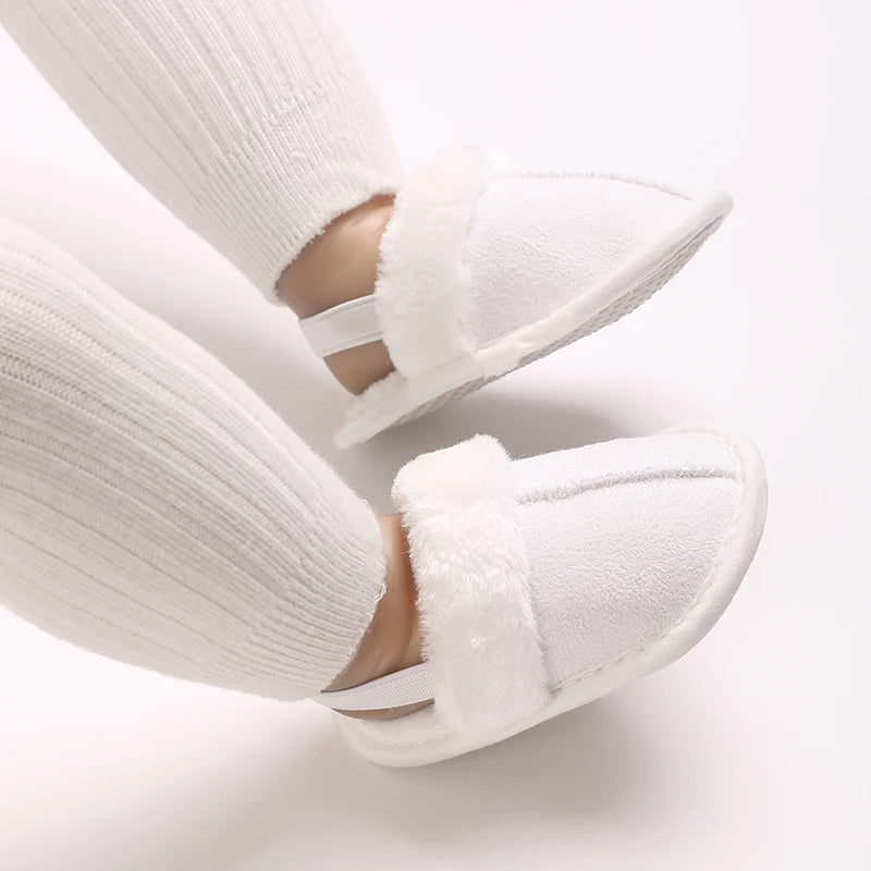 0-1 Years Old Winter Baby Slippers Fluffy Baby Boy Girl Sandals Cute Plush Soft Non-slip Sole Toddler First Toddler Baby Shoes