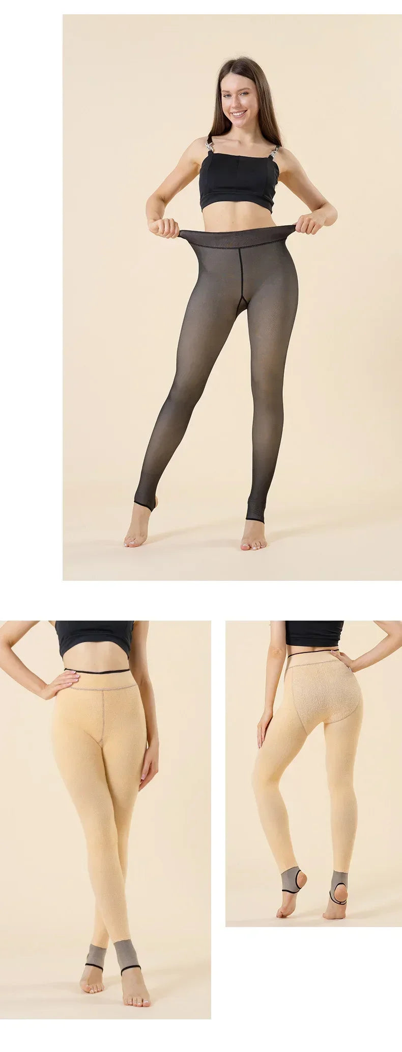 Thicken Warm Tights For Women Winter Thermal Stockings Leggings Sexy Translucent Fleece Velvet Tights Pantyhose Female Pants