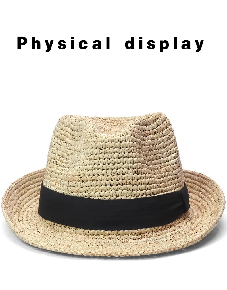 XL Large Size 61cm Panama Straw Hat for Woman and Man Foldable Straw Woven Sun Hat UPF 50+ Uv Sun Protection Shading Summer Hat