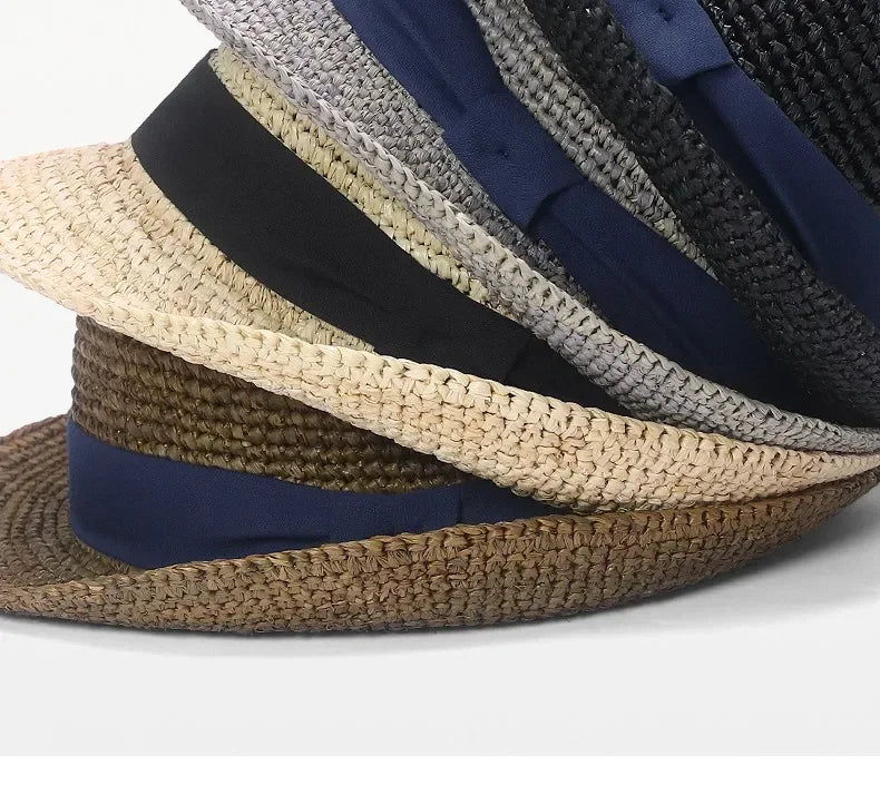 XL Large Size 61cm Panama Straw Hat for Woman and Man Foldable Straw Woven Sun Hat UPF 50+ Uv Sun Protection Shading Summer Hat