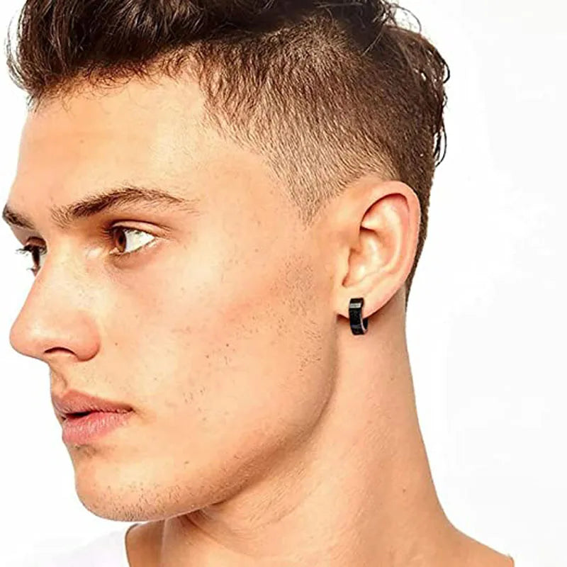 1-15 Pieces Clip on Earrings Set for Men Stainless Steel Black Fake Piercing Earring Mens Hoop Non-piercing Earrings