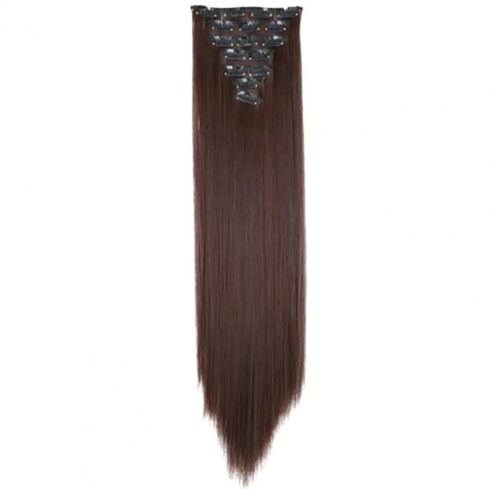 56cm Wig Extensions Women's Synthetic Clip-in One Piece Straight Hair Extensions Synthetic Wigs Seamless Customizable Wig Pieces